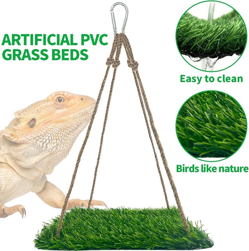 FlidRunest Large Green Bearded Dragon Hammock, Soft Bearded Dragon Hammock Swing Bed, Reptile Lounger Terrarium Hanging Hammock for Hermit Crab, Bearded Dragon, Lizard - Image 4
